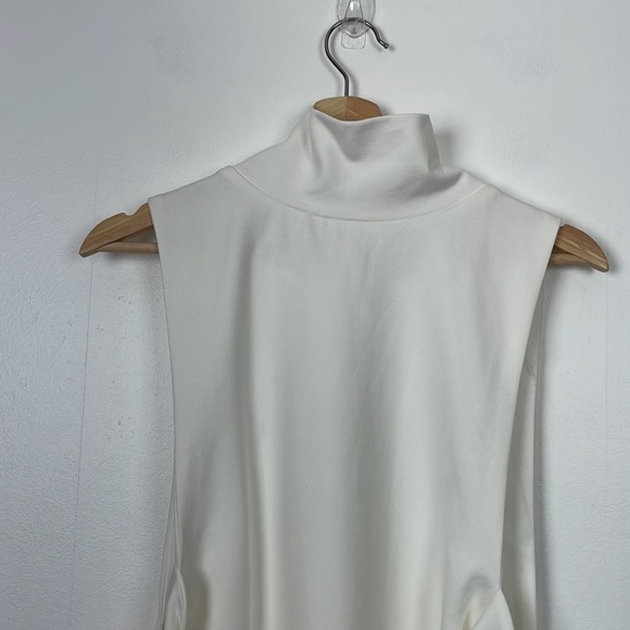 Irregular Exposure Regal turtleneck top women OS pullover tie cotton blend white - Picture 5 of 12
